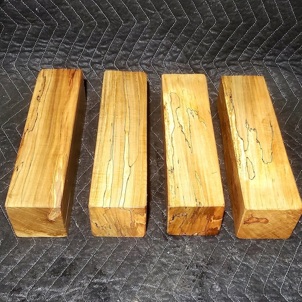 4) FOUR 3"×3"×12" Nice Spalted Ambrosia Maple Turning Blank. Carving  Spindles