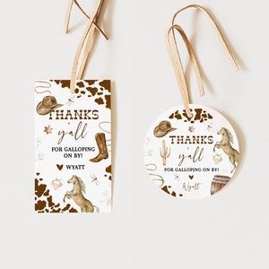 LITTLE COWBOY Baby Shower Favor Tags, My First Rodeo Birthday Thank You Tags, Western Baby Shower Gift Tags, Birthday Gift Tag Template BD01