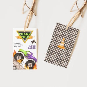 MONSTER TRUCK Birthday Favor Tags, Monster Jam Birthday Thank You Tags, Race Car Baby Shower Gift Tags, Baby Shower Gift Tag Template BD18