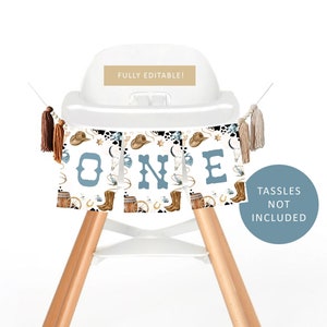 My FIRST RODEO 1st Birthday Banner, Cowboy Birthday Printable Highchair Banner Editable Template, Western Baby's First Year Banner BD05