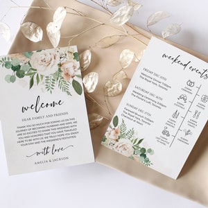 Sage Green Wedding Timeline - Wedding Order Of The Day Card - Eucalyptus Wedding Welcome Card - Wedding Itinerary - Wedding Welcome Bag Note