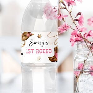 My FIRST RODEO Water Bottle Labels Template, Western Cowgirl Custom Water Bottle Labels, Editable Water Bottle Sticker Label Template BD03