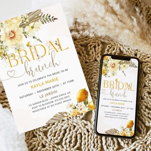 Lemon BRIDAL SHOWER Bridal Brunch Invitation, Boho Bridal Shower Invitation, Bridal Shower Evite, Bridal Brunch Invite, Bridal Shower Invite