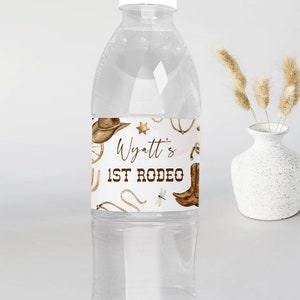 My FIRST RODEO Water Bottle Labels Template, Western Cowboy Custom Water Bottle Labels, Editable Water Bottle Sticker Label Template BD01