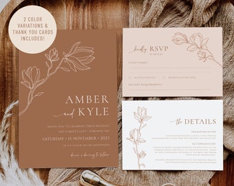 TERRACOTTA Invite Wedding Suite | Boho Wedding Invite Template Set | Burnt Orange Rust Wedding Invitation Bundle| EditableTerracotta Wedding