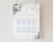 Boy Baptism Table SEATING CHART Template, First Communion Seating Chart Sign, Hydrangea Baby Blue Christening, Baby Boy Baptism Sign BT10