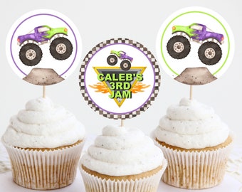 MONSTER TRUCK Cupcake Topper Template, Monster Jam Birthday Cupcake Toppers, Printable Race Car Birthday Decor Cake Topper BD18
