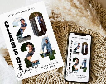 GRADUATION INVITATION Senior 2024, Editable Graduation Announcement Class of 2024 Invitation Template, Graduation Party Invite & Evite GD4