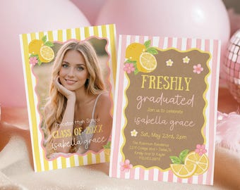 Freshly Graduated Graduation Invitation Template, Graduation Announcement, Graduation Party Class of 2026 High School Graduation Invite GD13