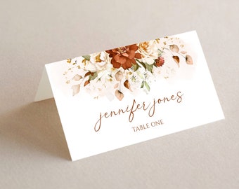Terracotta Wedding Place Card Template | Wedding Signage Wedding Name Cards | Wedding Stationary Table Place Cards | Wedding Seating Cards