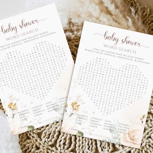Baby In Bloom Baby Shower Word Search, Garden Baby Shower Word Search, Printable Game, Oh Baby Baby Shower Activity, Baby Shower Games BS06