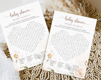 Baby In Bloom Baby Shower Word Search, Garden Baby Shower Word Search, Printable Game, Oh Baby Baby Shower Activity, Baby Shower Games BS06