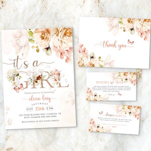 Butterfly Baby Shower Evite, Baby in Bloom, Garden Baby Shower, Wildflower Baby Shower Invite Set, Digital Baby Shower Invitation, Corjl