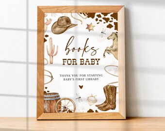 LITTLE COWBOY Books For Baby Sign, Western Baby Shower Activity, Baby Shower Games, Baby Shower Signage, Baby Shower Printable Signs BS75