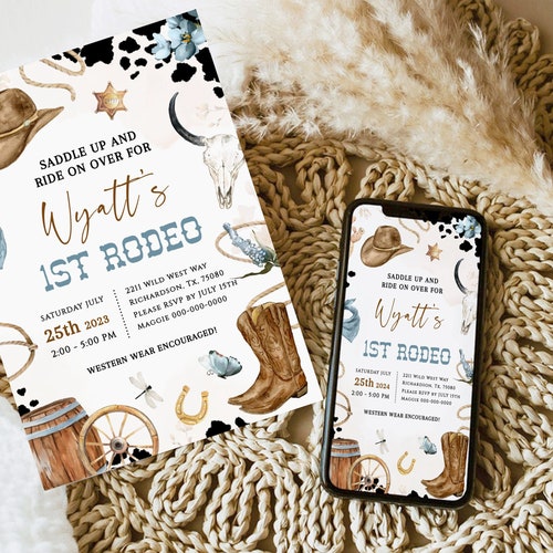 First Rodeo Birthday Invitation Template Editable Wild West - Etsy