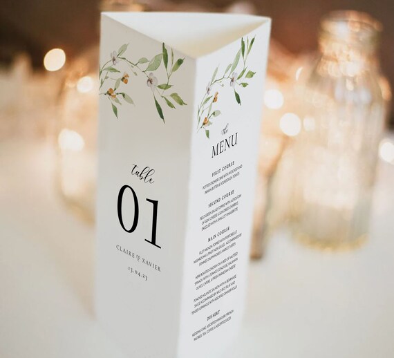 SPRING Wedding Table Number Template Printable Trifold | Etsy