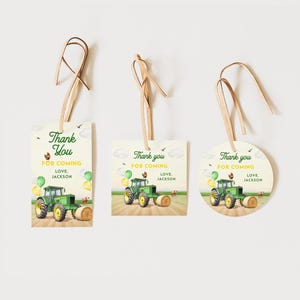 TRACTOR Birthday Favor Tags, Farm Birthday Thank You Tags, Barnyard Birthday Gift Tags, Tractor Birthday Invitation Gift Tag Template BD66