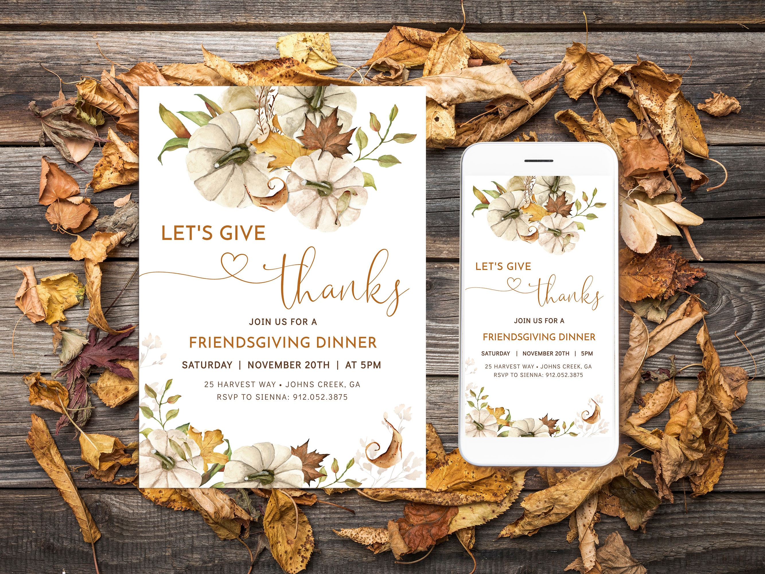 Friendsgiving Invitation Template Holiday Party Invitation - Etsy