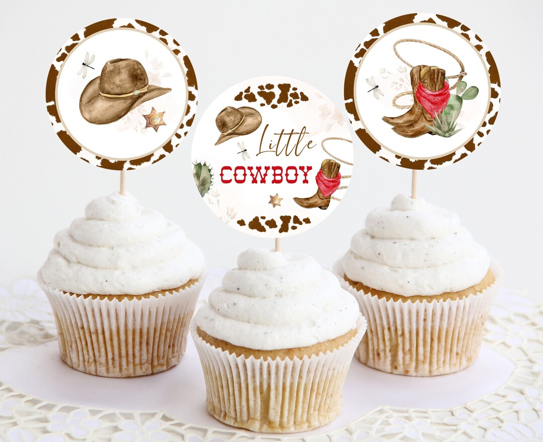 My FIRST RODEO Cupcake Topper Template, Western Editable First Birthday ...
