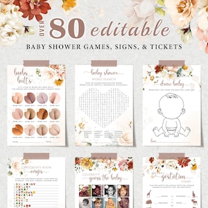 BLOOM - Printable Baby Shower Games, Garden Flowers, Editable Baby Shower Games Bundle, Wildflowers, Baby Party Games,Baby Shower Signs BS06