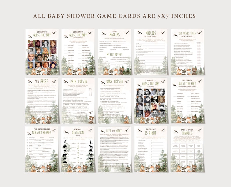 CAMPING Baby Shower Printable Baby Shower Games Woodland Baby Etsy