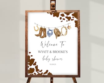 LITTLE COWBOY Baby Shower Welcome Sign | Printable Wild West Baby Shower Decor | Editable Country Western Sprinkle Baby Shower Signage BS02