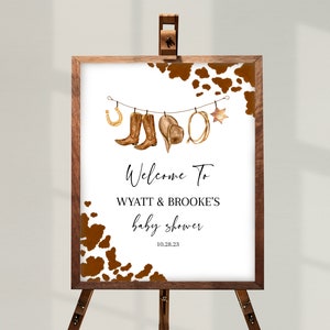 LITTLE COWBOY Baby Shower Welcome Sign | Printable Wild West Baby Shower Decor | Editable Country Western Sprinkle Baby Shower Signage BS01