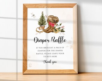LITTLE COWBOY Diaper Raffle Sign, Diaper Raffle Ticket, Western Baby Shower Games, Baby Shower Signage,Baby Shower Printable Signs BS105