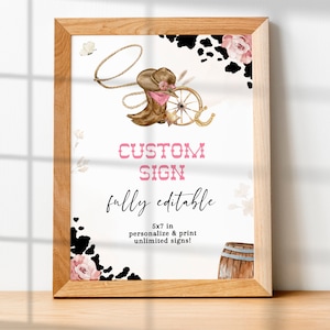 My FIRST RODEO Custom Signs Template Set, Editable Cowgirl Birthday Decorations, Country Western Personalized Signs Birthday Decor BD03
