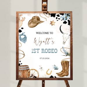 My FIRST RODEO Birthday Welcome Sign Template | Printable Wild West First Birthday Decor, Editable Country Western 1st Birthday Signs BD05