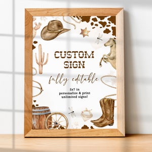 My FIRST RODEO Custom Signs Template Set, Editable Cowboy Birthday Decorations, Country Western Personalized Signs Birthday Decor BD01