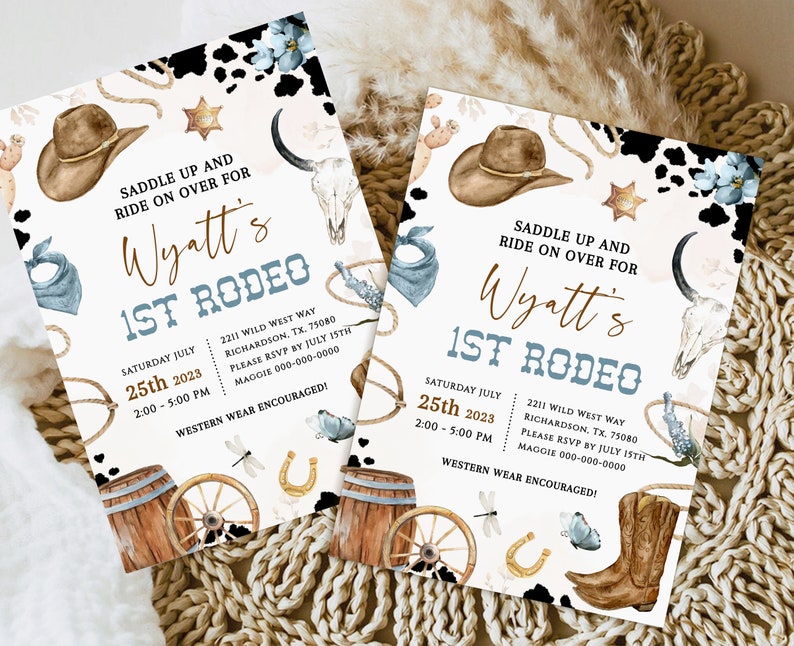 FIRST RODEO Invitation Template Printable Wild West Birthday - Etsy