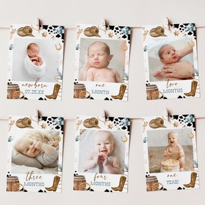 My FIRST RODEO First Birthday Photo Banner Editable Template, Cowboy Birthday Baby's First Year Banner, Cowboy 1st Birthday Banner BD05