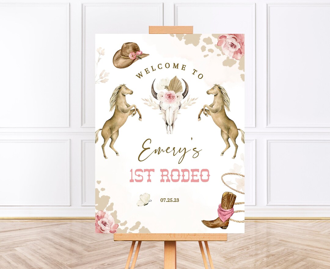 My First Rodeo Sign Post My FIRST RODEO Birthday Welcome Sign Template | Printable Wild West ...