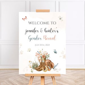 GENDER REVEAL Baby Shower Welcome Sign - Cowboy or Cowgirl Gender Reveal | Boy or Girl Wild West Baby Shower, Country Western He or She GR01