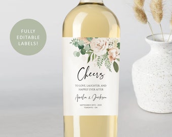 SAGE Green Wedding Custom Wine Label Template | Wedding Wine Labels Instant Download Wedding Decor | Wedding Signage Wine Bottle Label