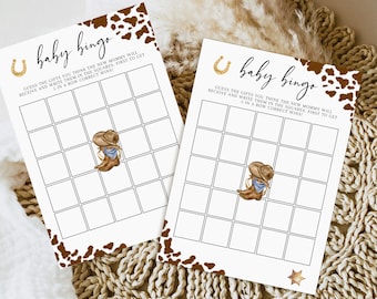 Baby Shower BINGO, Little Cowboy Baby Bingo Printable Game, Wild West Baby Shower Games,Country Western Baby Bingo,Boy Baby Shower Game BS02