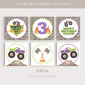 MONSTER TRUCK Cupcake Topper Template, Monster Jam Birthday Cupcake ...