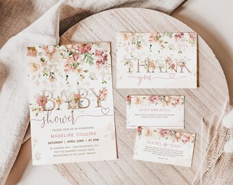 Baby in Bloom Garden Baby Shower Invite, It's a Girl Floral Invitation Set, Baby Brunch, Baby Shower Evite, Girl Baby Sprinkle Invitation