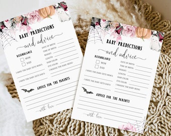 Pink Halloween Baby Shower Games: Predictions & Advice Cards (Digital Download)