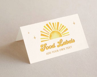 First Trip Around The Sun Buffet Card Template, Printable You Are My Sunshine Food Tent Cards, 1st Birthday Food Labels, Sun Birthday BD23