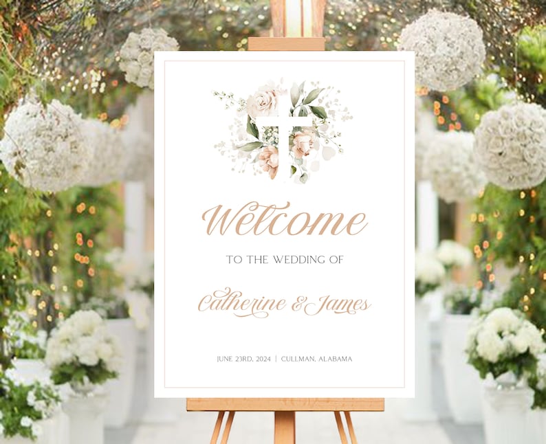 Catholic WEDDING WELCOME Sign, Christian Wedding Signs Template, Church ...