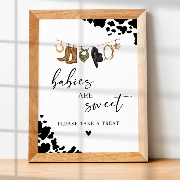 Little Cowboy Dessert Table Sign, Babies Are Sweet Baby Shower Dessert Sign, Western Baby Shower Signage, Editable Baby Shower Decor BS21