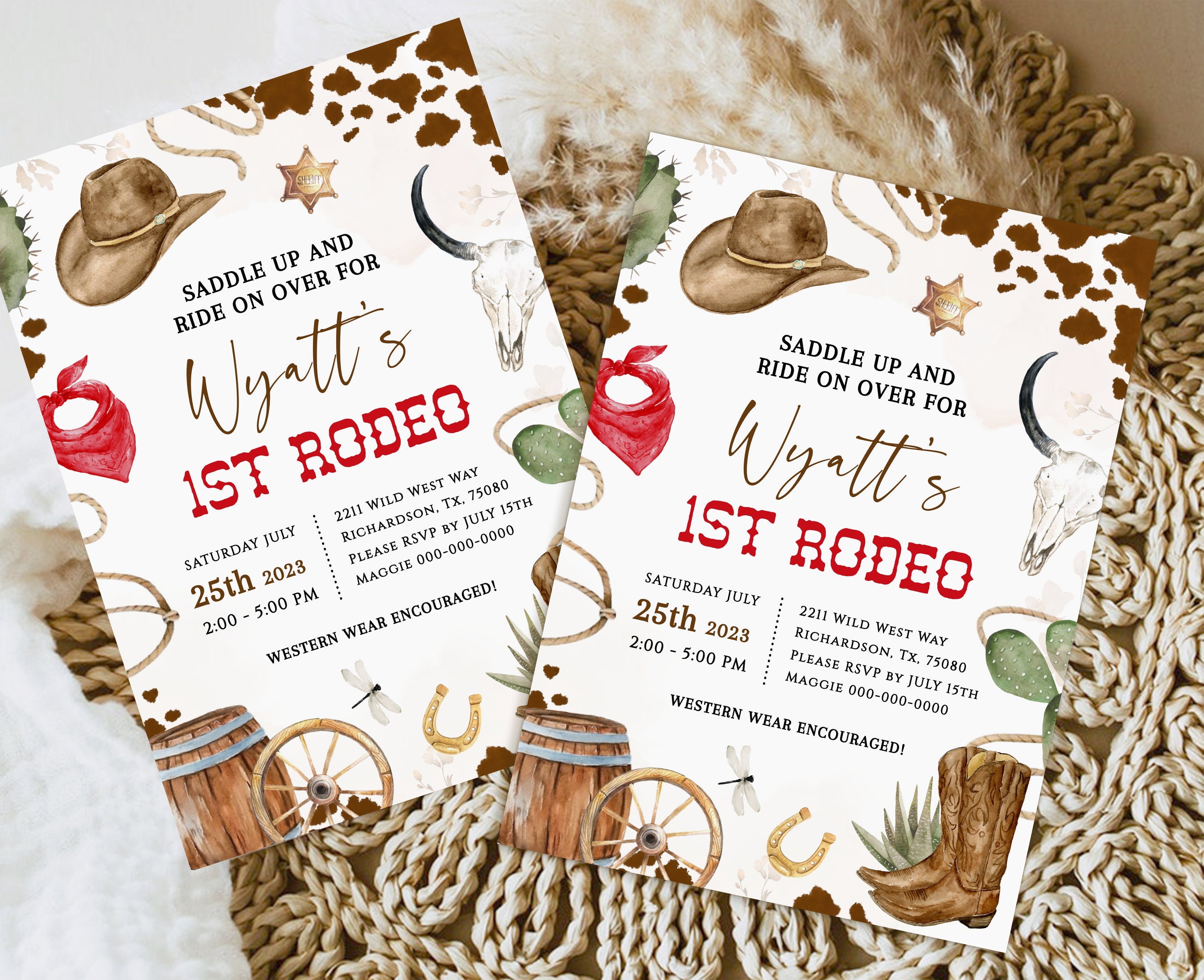 FIRST RODEO Invitation Template | Printable Wild West Birthday Invite ...
