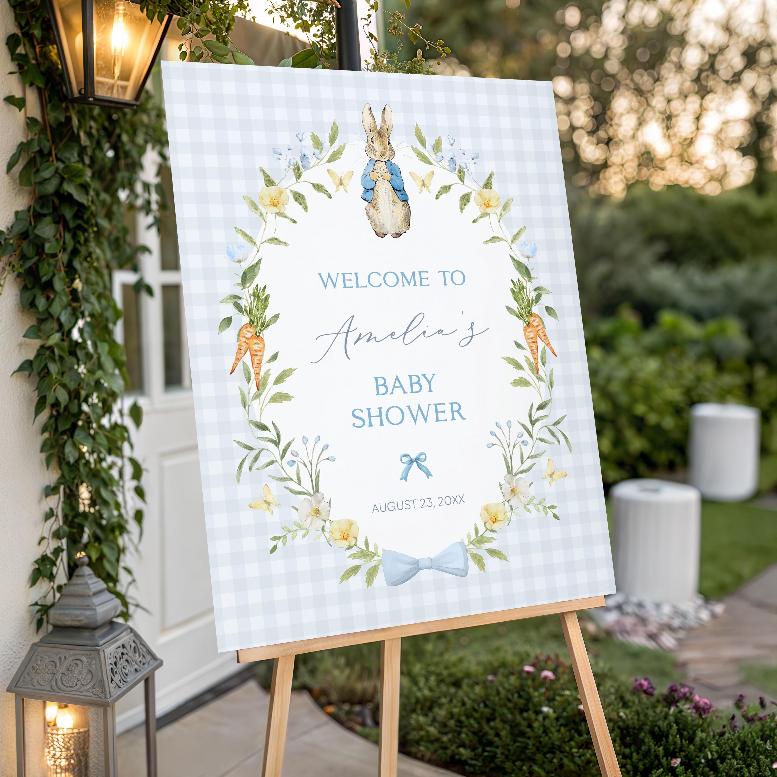 Peter Rabbit Restroom Sign PETER RABBIT Baby Shower Welcome Sign, Printable Beatrix Potter Baby ...