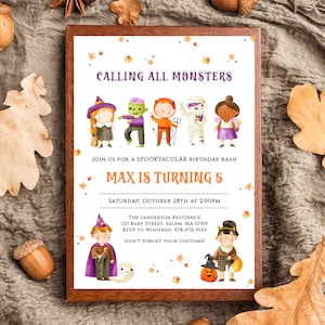 Halloween Birthday Party Invitation, Editable, Printable Halloween Costume Party Invite, Monster Birthday Invitation, Halloween Party Invite