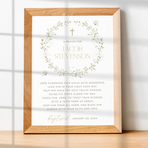 Boy BAPTISM Prayer Sign Template, Editable Baptism Gift Prayer Card, Baby's Breath Girl Christening Baptism Signs, Personalized Prayer BT4