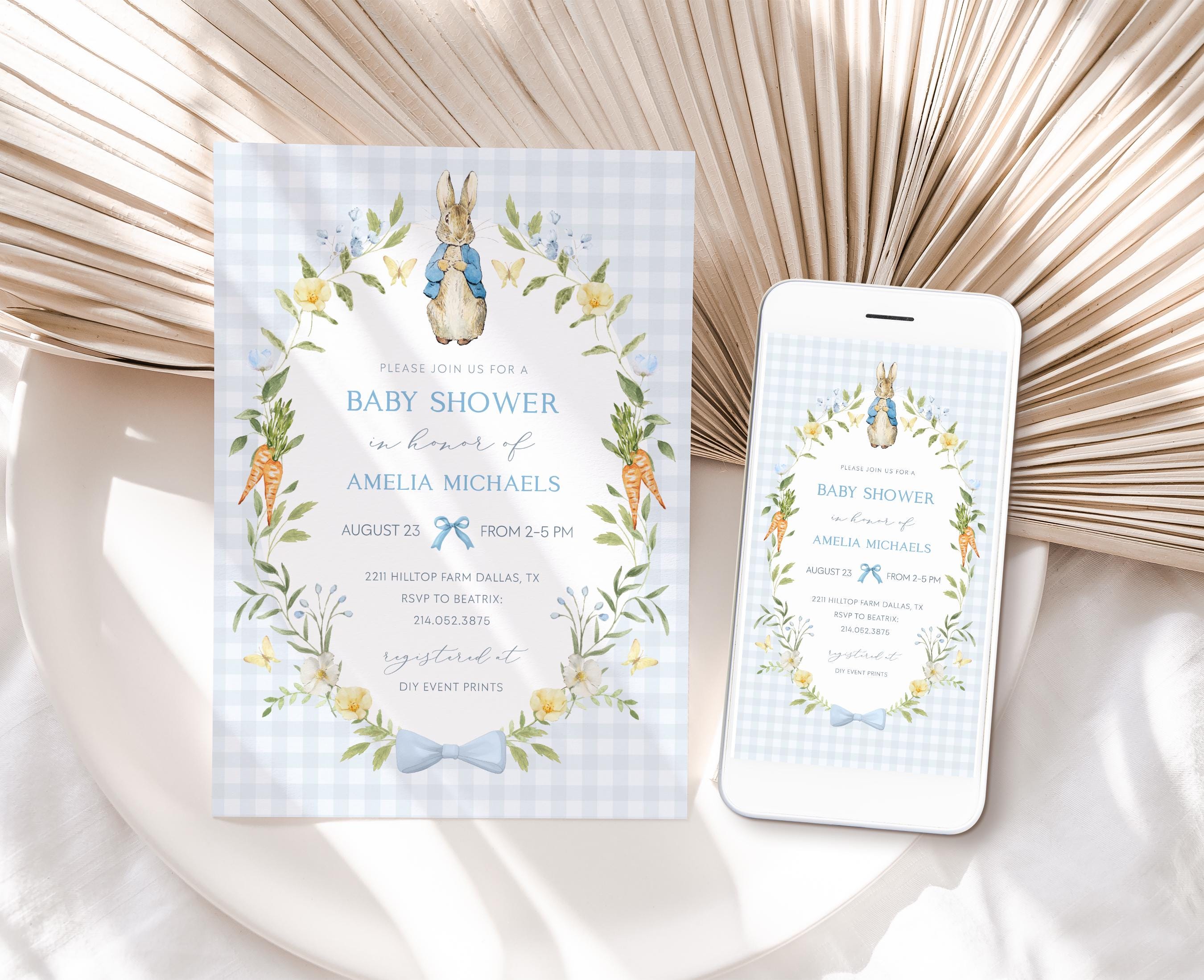 PETER RABBIT Baby Shower Invitation Template, Beatrix Potter Baby ...