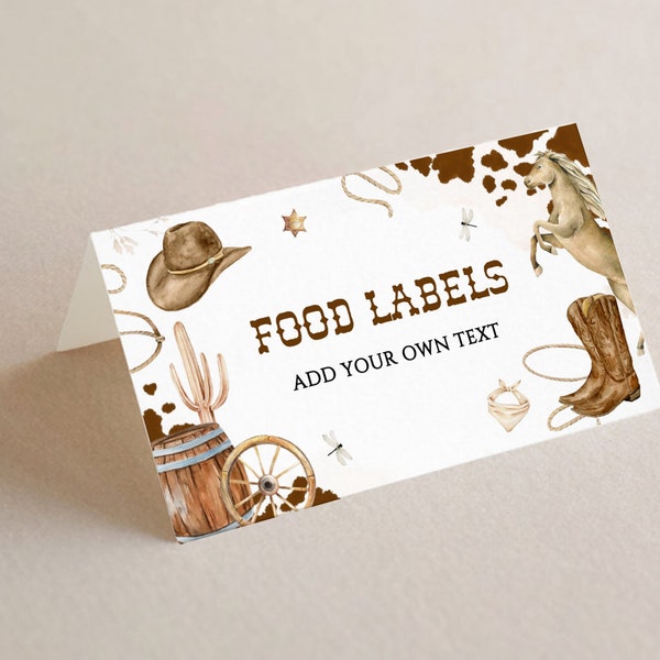 My First Rodeo Western Buffet Card Template, Printable Wild West Food Tent Cards, Cowboy Birthday Food Labels, Cowboy Baby Shower BD01