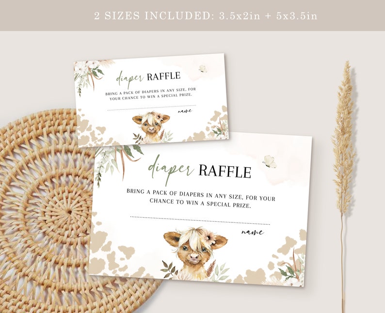 Cow Tickent R Boho HIGHLAND COW Baby Shower Invitation Template Set, Baby Shower ...